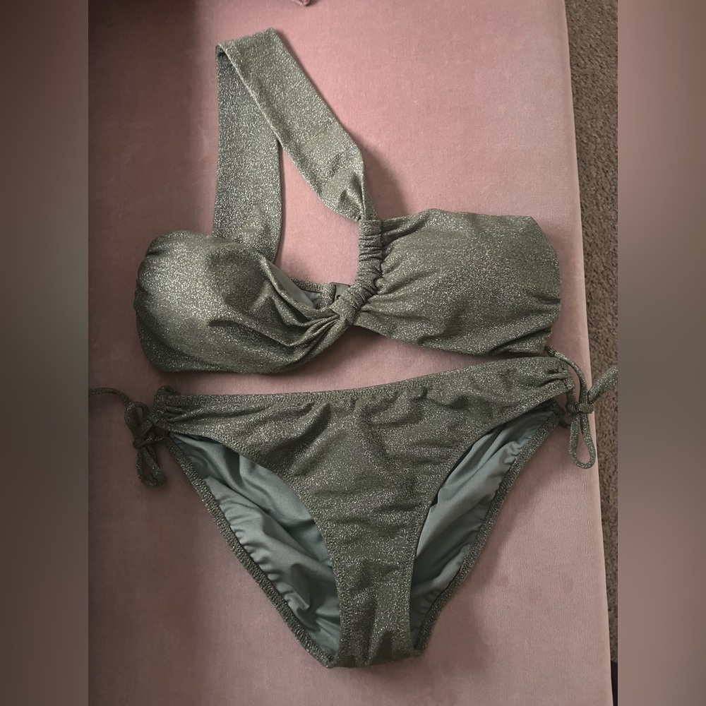 Shimmering Khaki Bikini Set by Turkish Brand Fabrika NWOT EU size 40